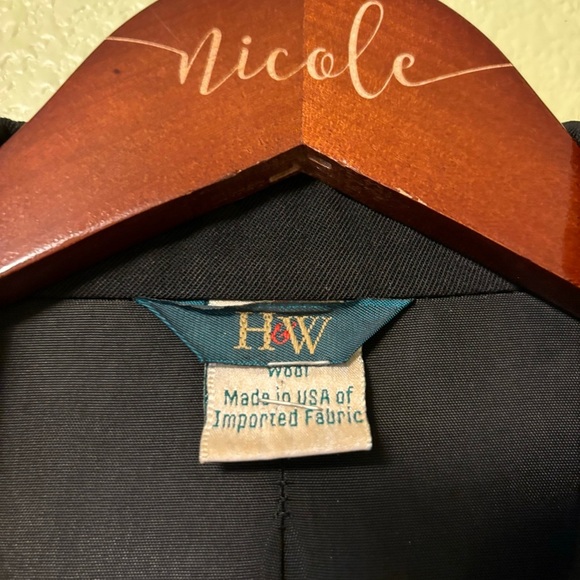 Vintage Hawksley and Wight Women’s 100% Wool Jacket Blazer Black Size 6 - Picture 4 of 6